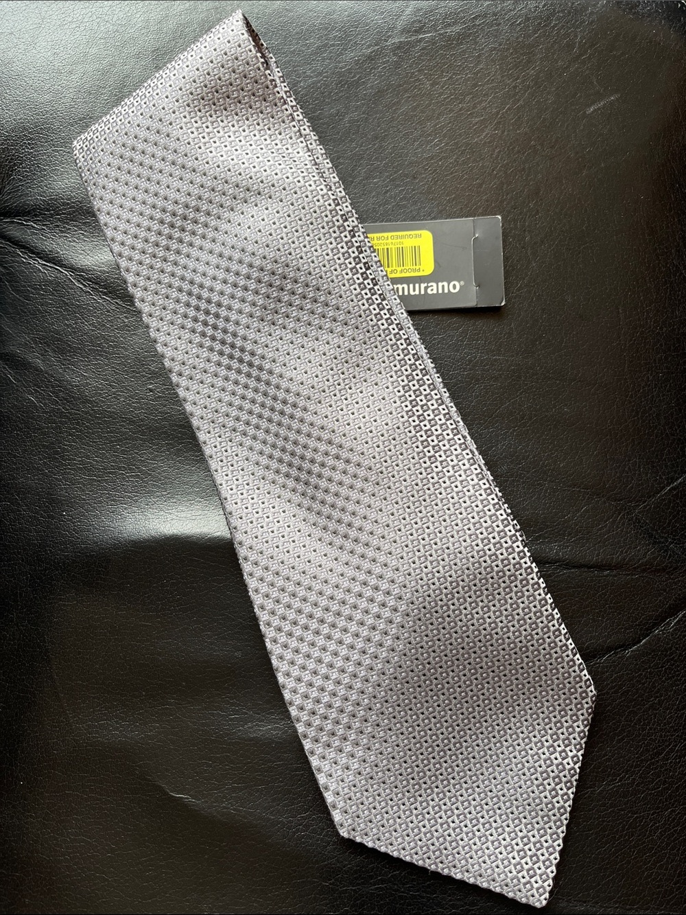 NWT Silk Murano Silver Gray Textured Geometric Men's Tie